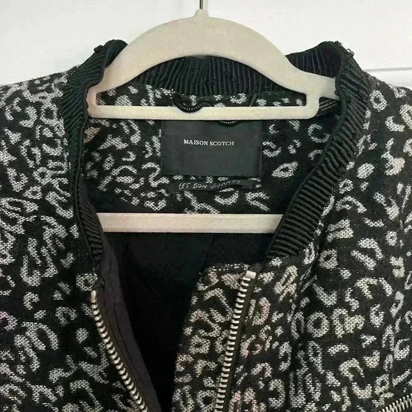 Maison Scotch Soda Jacket Size 2 Medium Wool Bomber Animal Full Zip Heavyweight - Picture 6 of 10